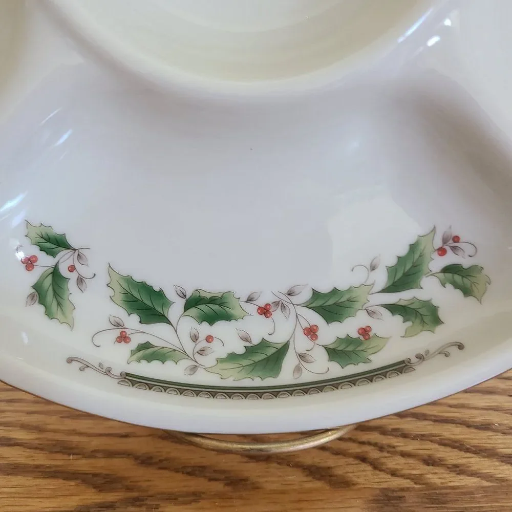 Vintage Royal Limited Holly Holiday Five Part Relish Appetizer Tray Christmas